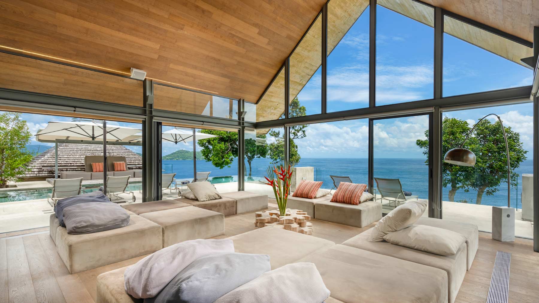 Living area at a Shibumi managed luxury villa in Kamala, Phuket