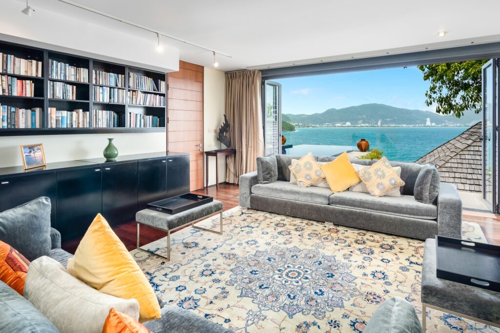 Library at Villa Rom Trai, a five bedroom luxury private villa in Kamala, Phuket, managed and marketed by Shibumi Services